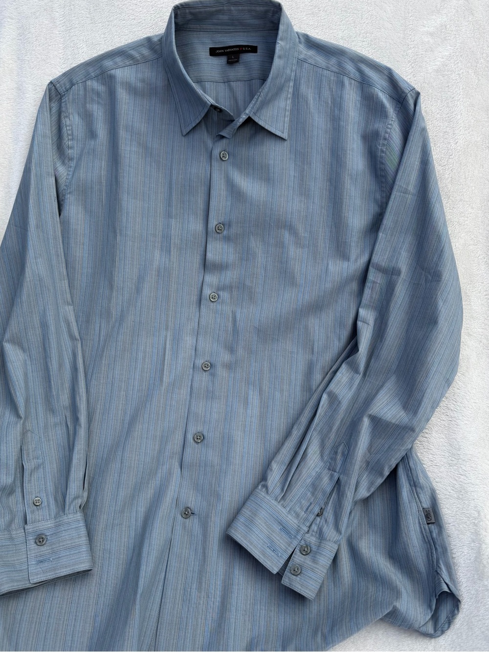 John Varvatos Blue Multi-Stripe Men's Dress Shirt